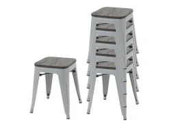 Mcw-A73 Kruk (Set Van 6) Houten Zitting, Grijs