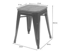 Mcw-A73 Kruk (Set Van 4) Houten Zitting, Grijs