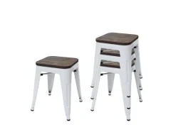 Mcw-A73 Kruk (Set Van 4) Houten Zitting, Wit