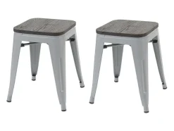Mcw-A73 Kruk (Set Van 2) Houten Zitting, Grijs