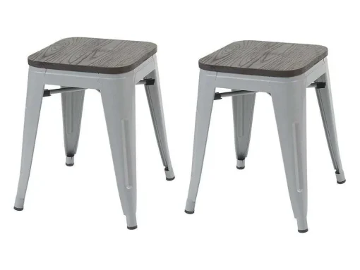 Mcw-A73 Kruk (Set Van 2) Houten Zitting, Grijs