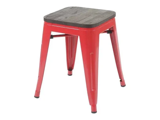 Mcw-A73 Kruk (Set Van 2) Houten Zitting, Rood