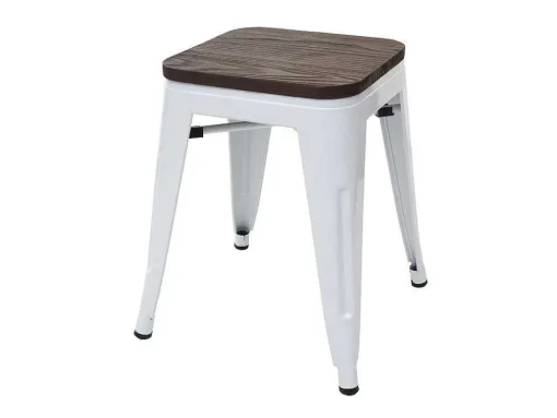 Mcw-A73 Kruk (Set Van 2) Houten Zitting, Wit