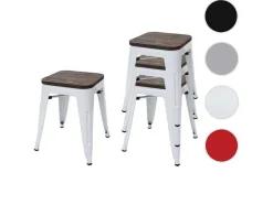 Mcw-A73 Kruk (Set Van 4) Houten Zitting, Wit