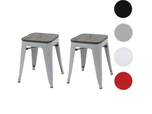 Mcw-A73 Kruk (Set Van 2) Houten Zitting, Grijs