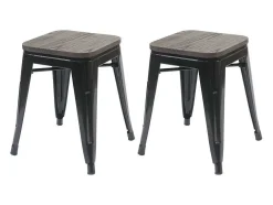 Mcw-A73 Kruk (Set Van 2) Houten Zitting, Zwart