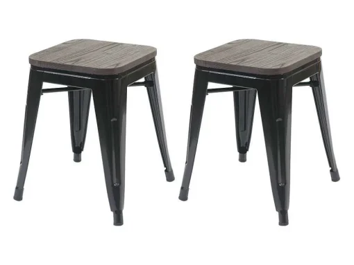 Mcw-A73 Kruk (Set Van 2) Houten Zitting, Zwart