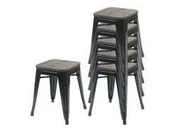 Mcw-A73 Kruk (Set Van 6) Houten Zitting, Zwart