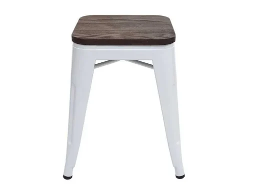 Mcw-A73 Kruk (Set Van 2) Houten Zitting, Wit