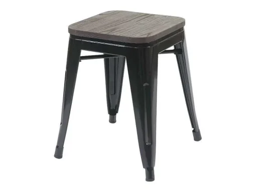 Mcw-A73 Kruk (Set Van 2) Houten Zitting, Zwart