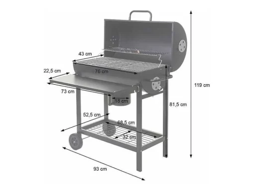 Mcw-F70 Barbecuetrolley Met Deksel En Plank