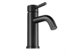 Mechanische Mengkraan Met Ronde Vorm Van Geborsteld Roestvrij Staal - Mat Zwart - H17 Cm - Salavan