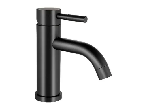 Mechanische Mengkraan Met Ronde Vorm Van Geborsteld Roestvrij Staal - Mat Zwart - H17 Cm - Salavan