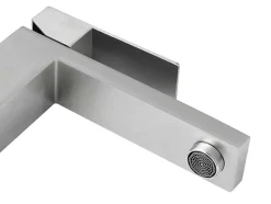 Mechanische Mengkraan Met Vierkante Vorm Van Roestvrij Staal - Geborsteld Nikkel - H31 Cm - Canilas