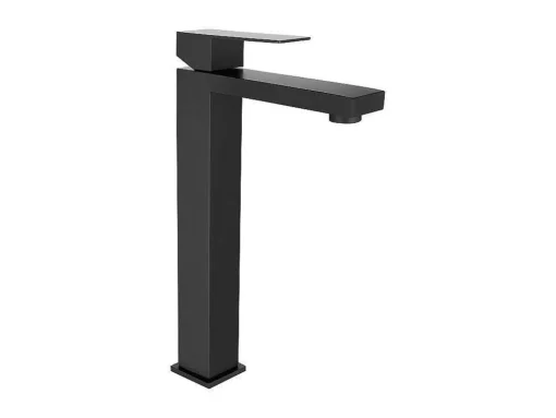 Mechanische Mengkraan Met Vierkante Vorm Van Geborsteld Roestvrij Staal - Mat Zwart, H31 Cm - Canilas