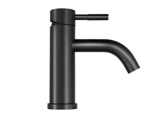 Mechanische Mengkraan Met Ronde Vorm Van Geborsteld Roestvrij Staal - Mat Zwart - H17 Cm - Salavan