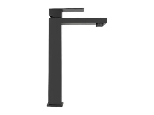 Mechanische Mengkraan Met Vierkante Vorm Van Geborsteld Roestvrij Staal - Mat Zwart, H31 Cm - Canilas