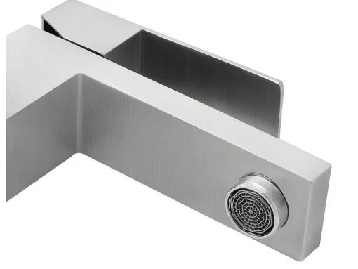 Mechanische Mengkraan Met Vierkante Vorm Van Roestvrij Staal - Geborsteld Nikkel - H17,3 Cm - Canilas