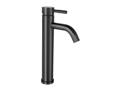 Mechanische Mengkraan Met Ronde Vorm Van Geborsteld Roestvrij Staal - Mat Zwart - H29.6 Cm - Salavan