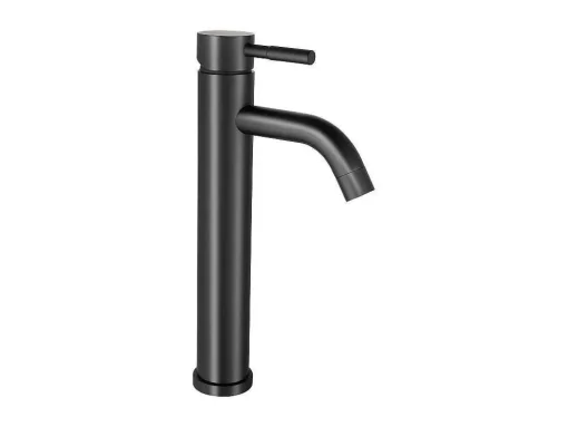 Mechanische Mengkraan Met Ronde Vorm Van Geborsteld Roestvrij Staal - Mat Zwart - H29.6 Cm - Salavan