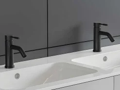 Mechanische Mengkraan Met Ronde Vorm Van Geborsteld Roestvrij Staal - Mat Zwart - H17 Cm - Salavan