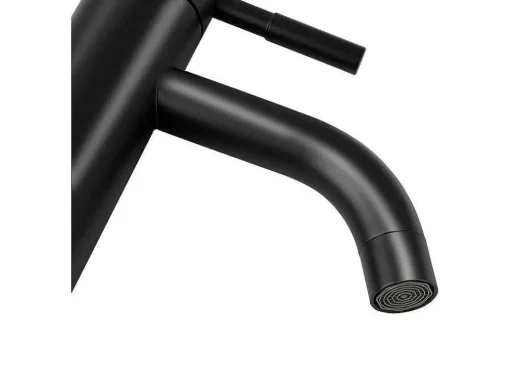 Mechanische Mengkraan Met Ronde Vorm Van Geborsteld Roestvrij Staal - Mat Zwart - H17 Cm - Salavan