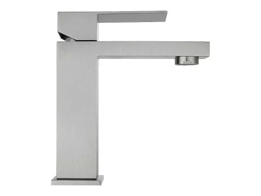 Mechanische Mengkraan Met Vierkante Vorm Van Roestvrij Staal - Geborsteld Nikkel - H17,3 Cm - Canilas