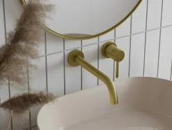 Mechanische Mengkraan Voor Inbouw Met Afgerond Uiteinde - Goudkleurig Met Satijnglans - Lozoya