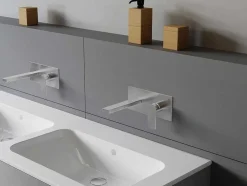 Mechanische Mengkraan Voor Inbouw Vierkant - Kleur: Geborsteld Nikkel - Vistula