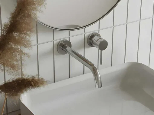 Mechanische Mengkraan Voor Inbouw Met Afgerond Uiteinde - Kleur: Geborsteld Nikkel - Lozoya