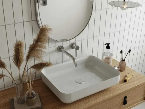 Mechanische Mengkraan Voor Inbouw Met Afgerond Uiteinde - Kleur: Geborsteld Nikkel - Lozoya