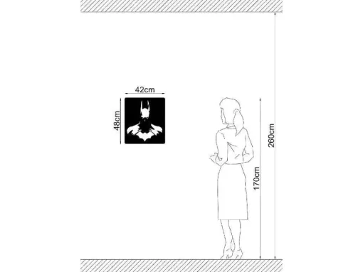 Metalen Decoratie Batman 2, Zwart, 42X1,5X48 Cm, Epikasa