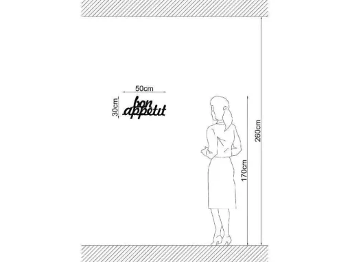 Metalen Decoratie Bon Appetit, Zwart, 50X1,5X30 Cm, Epikasa