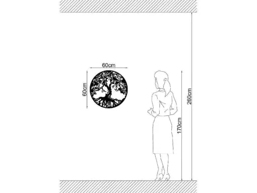 Metalen Decoratie Boom 32, Zwart, 60X1,5X60 Cm, Epikasa