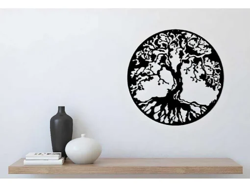 Metalen Decoratie Boom 32, Zwart, 60X1,5X60 Cm, Epikasa