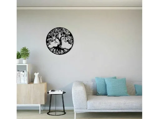 Metalen Decoratie Boom 32, Zwart, 60X1,5X60 Cm, Epikasa