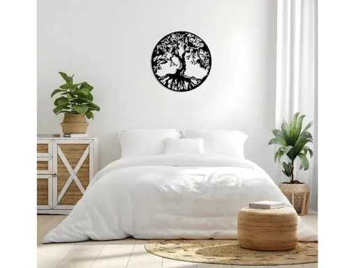 Metalen Decoratie Boom 32, Zwart, 60X1,5X60 Cm, Epikasa