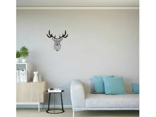Metalen Decoratie Herten 3, Zwart, 51X1,5X51 Cm, Epikasa