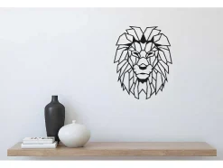 Metalen Decoratie Leeuw 4, Zwart, 40X1,5X50 Cm, Epikasa