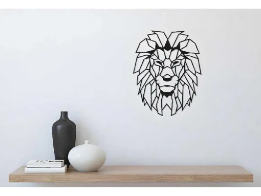 Metalen Decoratie Leeuw 4, Zwart, 40X1,5X50 Cm, Epikasa