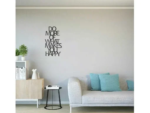 Metalen Decoratie Makes You Happy 1, Zwart, 41X1,5X70 Cm, Epikasa