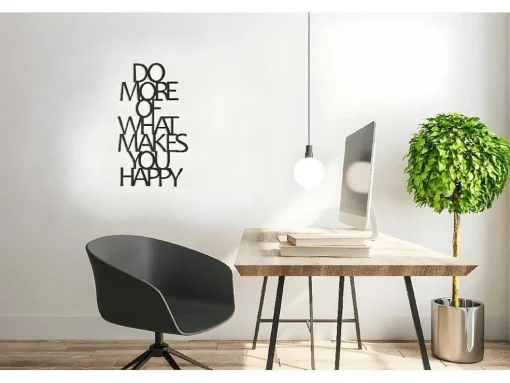 Metalen Decoratie Makes You Happy 1, Zwart, 41X1,5X70 Cm, Epikasa