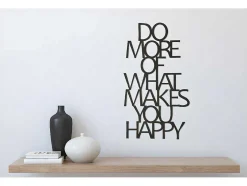Metalen Decoratie Makes You Happy 1, Zwart, 41X1,5X70 Cm, Epikasa