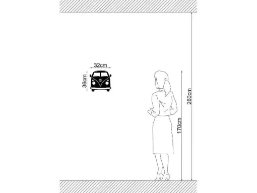 Metalen Decoratie Minivan, Zwart, 32X1,5X36 Cm, Epikasa