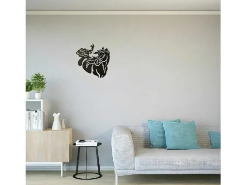 Metalen Decoratie Paard 2, Zwart, 50X1,5X50 Cm, Epikasa