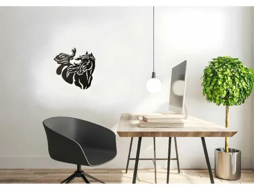 Metalen Decoratie Paard 2, Zwart, 50X1,5X50 Cm, Epikasa