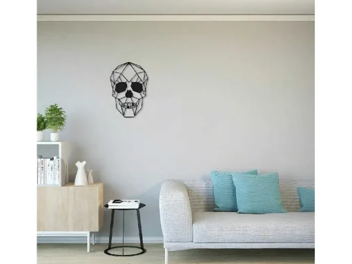 Metalen Decoratie Schedel 1, Zwart, 35X1,5X50 Cm, Epikasa