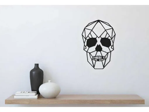 Metalen Decoratie Schedel 1, Zwart, 35X1,5X50 Cm, Epikasa