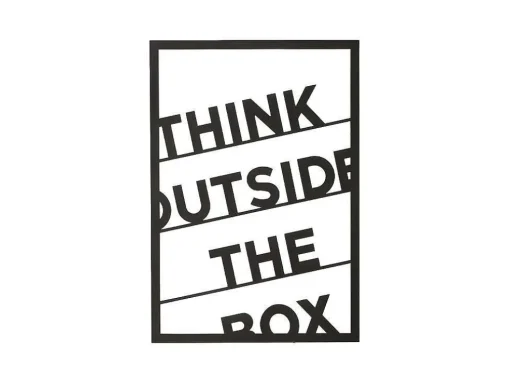 Metalen Decoratie Think Outside The Box 2, Zwart, 50X1,5X70 Cm, Epikasa