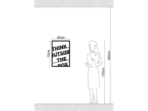 Metalen Decoratie Think Outside The Box 2, Zwart, 50X1,5X70 Cm, Epikasa